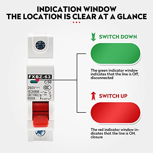 250V DC Circuit Breaker, DIN Rail, 50A, 1P Home, Overloadbeveiliging, Air Switch, Home Lighting Fuse Vending Machine, Distributor Lines, Solar, PV-systeem 3