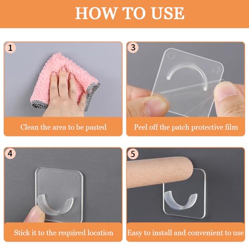 12 st. Zelfklevende Douche Gordijn Rod Houder Geen Boring Transparante Kleine Spanning Rod Bracket Ondersteuning Heavy Duty Wall Hold Tool Zelfklevende Rod Mount Reainer voor Wall Mount 5