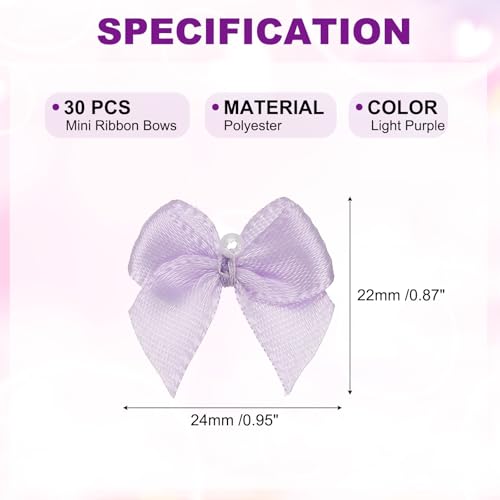 30 stuks mini-lintstriken, bloem parel naaiapplicaties inrichting voor doe-het-zelf handwerk, bruiloft, Kerstmis, scrapbooking (lichtpaars, 0,08 x 0,09 inch)