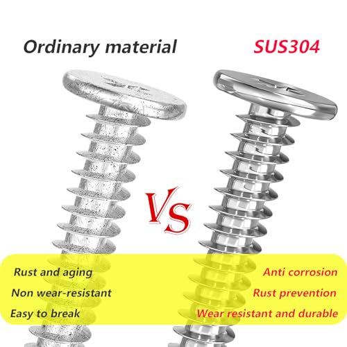 20 st. Dun zelftappende schroeven, kruiskop plat hoofd, 304 roestvrij staal, M6 x 20mm, houtschroeven voor reparaties 5
