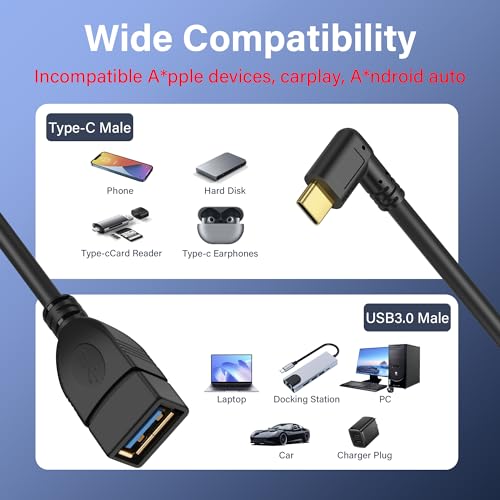 USB Type C Coil Cable 5 Gbit/s Uitbreidbaar 90 Degree USB 3.0 Bus naar USB C Plug, Laadkabel en gegevensoverdracht voor telefoon, tablet en andere USB-C-apparaten (F/R) 4