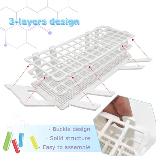 1pc 60 gaten Lab testbuishouder voor 16mm testbuizen Witte Plastic testbuis Rack 4