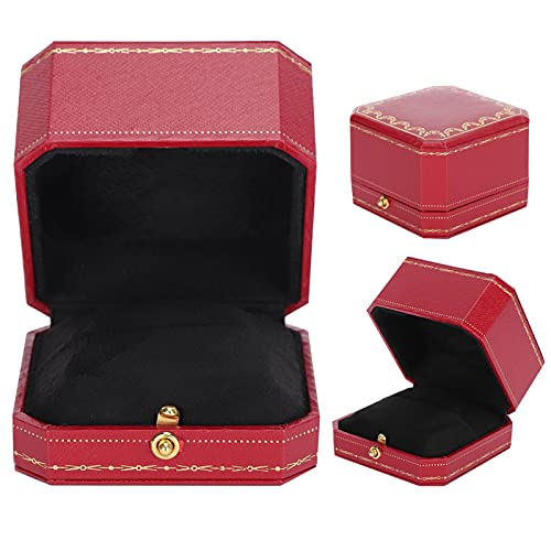 Ring Geschenkdoos, Exquise Storage Display, Elegante Single Ring Pouch voor bruiloft (Red Single Ring Box)