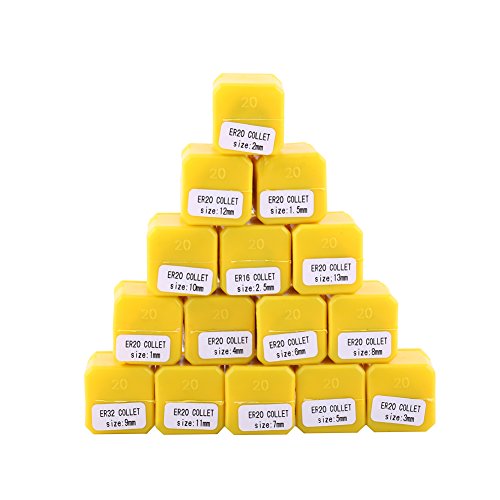 er20 Collet Set + 15 st ER20 Spring Collet Set voor CNC Graveren Machine en Malen Gereedschappen 1 tot 13mm Router Collet Vervanging Accessoire + er20 Metric Collet Set
