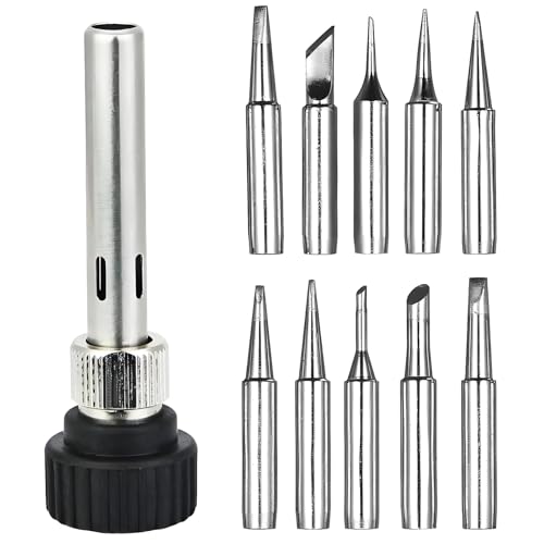10Scs/Set loodvrije koper Soldeerijzer Tips 900M-T voor het Solderen van Rework Station Tool (10st Soldeerijzer Tip + Soldeer Station Handle)
