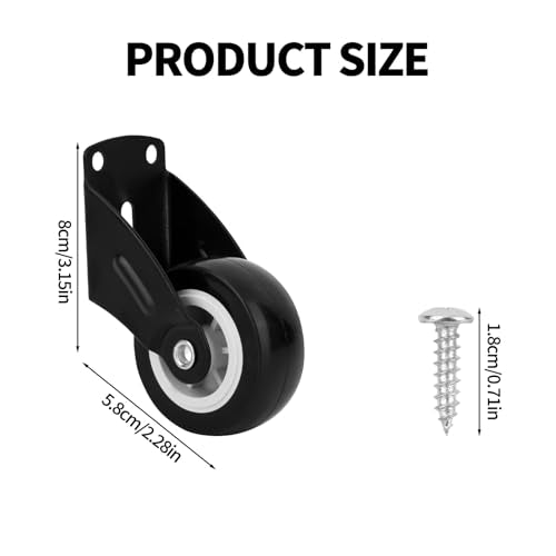 4 stuks 5cm Poort Wielen met 24 Schroeven, Anti-Sagging Deur Ondersteunen Gate Wielen Anti-Frictie Casters voor Houten Deuren en Meubilair