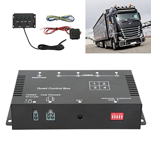 Rearview Camera Control Box, 4 kanaal Video Splitter, 4 kanaal Video Splitter 1080P AHD DC12V 24V Camera Video Schermschakelaar voor RV Truck Bus Trailer 4