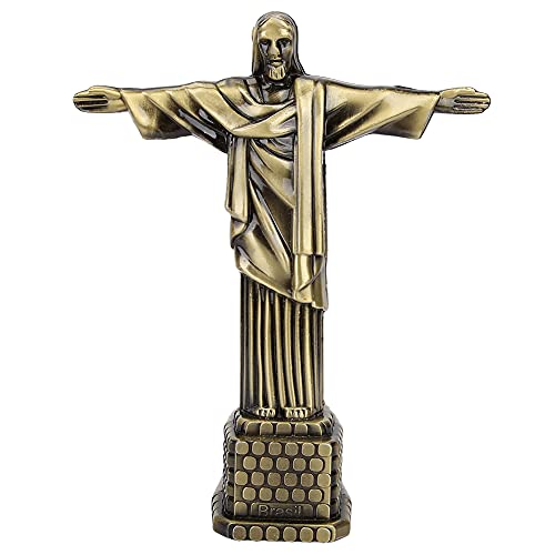 Brazilië Christ standbeeld, bronzen kleur Wrought Iron Christ standbeeld Decor, Toerisme Souvenirs Wereldberoemde bezienswaardigheden Bureaublad Decor