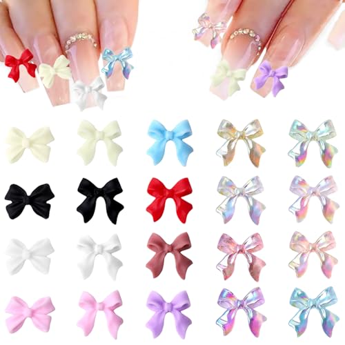 200st 3D boog nagel bedeltjes, schattige nagel kunst accessoires kleurrijke boog nagel kunst decoraties hars boog nagel decoraties 3D mix stijlen nagel decoratie kits voor nagel kunst ontwerp DIY Craft