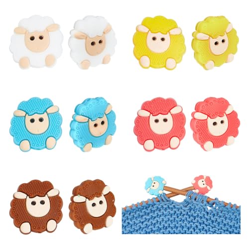 10st 5 kleuren schapen breinaalden stoppen, naald punt beschermers dier vorm siliconen kralen brandpunt kralen voor het breien accessoires DIY ambachten