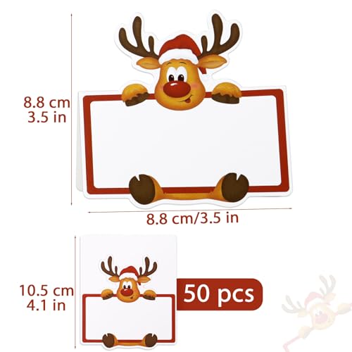 50Pcs Kerstmis Place Kaart Rendier Tafelzitplaats Kaarten Papier naamkaarten voor Kerstmis tafel setting verjaardag kerstmis bruiloft diner partij levering