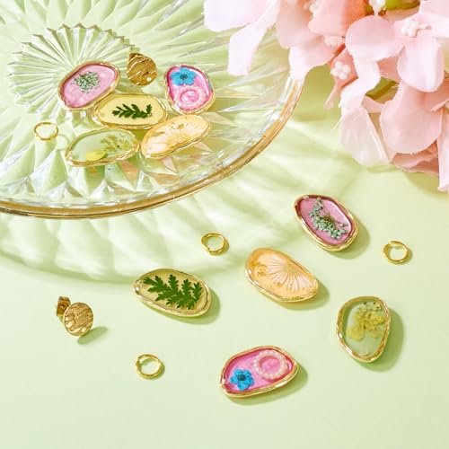 5 paar gedroogde bloemhars oorbellen maken Kits Legering & Epoxy en gedroogde bloem hangers Epoxy bloem monsters oorbellen bedeltjes voor DIY oorbellen sieraden maken, Hars, hars 3