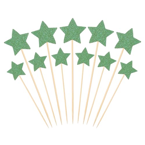 Little Star Cupcake Toppers, 50 stuks Star Cupcake Picks verjaardag cake decoraties voor bruiloft engagement bruids douche partij leveringen, gras groen