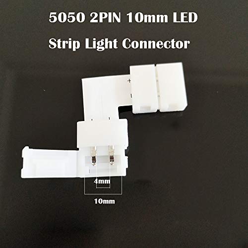 5050 2 Polen 10mm LED Strip Light Connection Kit Inclusief 10 LED Strip Light Terminal Pigtail, 10 Jumper Connectors, 10L Shaped Connectors, 2DC Connectors, 2Plugless Plug Connectors