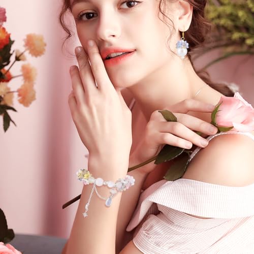 120 st 4 Kleuren Glazen Bloem kralen, 5 Vellen Cherry Blossoms Kristallen kralen, Gegalvaniseerde Mini Bloem Hangers met Gat voor ambachten, Armbanden, Kettingen, Oorbellen, Sieraden 5