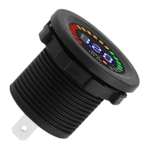 Spanningsmeter, 12V Motorfiets LED Digitale Voltmeter, ronde Voltmeter voor Boot Marine Voertuig Motorfiets Vrachtwagen ATV UTV Auto 3