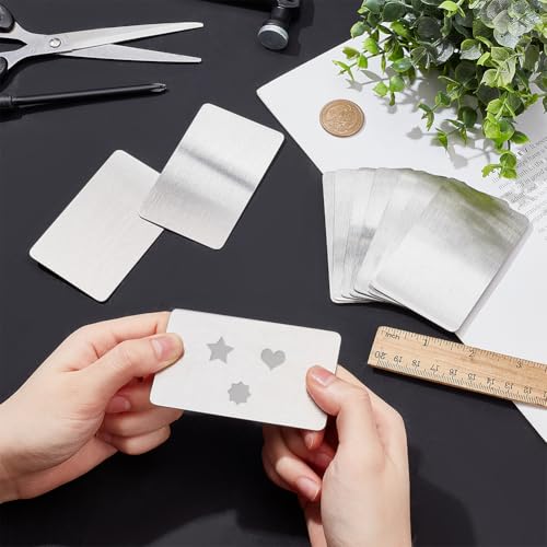 Verpakking van 10 metalen visitekaartjes, Gegraveerde metalen kaarten, Roestvrij stalen visitekaartjes, 1,0 mm, Cadeaubonnen voor kantoorklanten, 8,6 x 5,3 cm 3