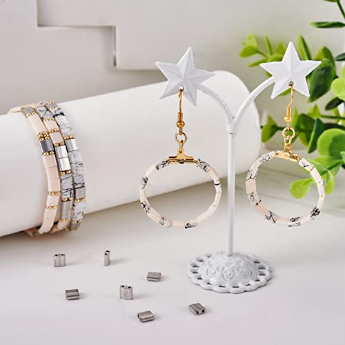 200st 2-Hole Galvaniseren Glazen Zaad Kralen Flat Tila Kralen Rechthoek Spacer Kralen Zilver Platte Transport Kralen voor sieraden maken Multi-Strand Armbanden DIY 4