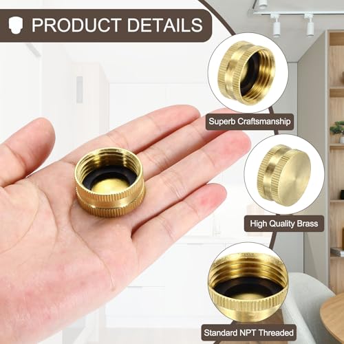 3/4" GHT Vrouwelijke tuinslang Adapter, 2Pcs Messing Slang Connector Reparatie Past op Pijpen Waterslang Outdoor, Goud 5