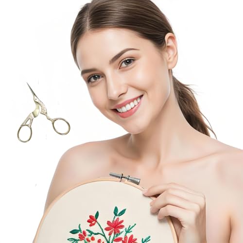 Borduurwerk schaar, Set van 2, Kleine Ooievaars schaar, Roestvrij stalen schaar voor ambachten, Naaien met Faux lederen schaar Hoes