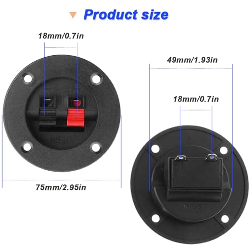 Speaker Box Terminal Koppels, 2-Position Ronde Stereo Cup Connectors, Link Pole Cable Terminal Cup (4, 2,95 inch) 3