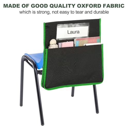 Groene Stoelzakken voor Klaslokaal Lengte 16.5 "Breedte 15.4" Zetelzakken met Lege Naam Slot, 6 PCs 3