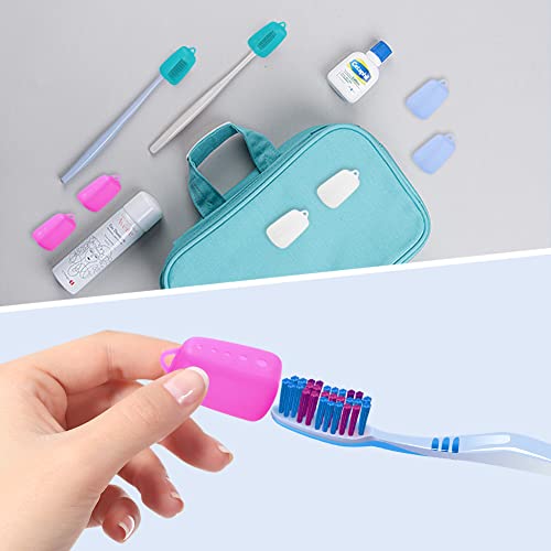 Tandenborstel Hoofdhoes, 8PCS Kleurrijke voedselkwaliteit Siliconen draagbare tandenborstel hoofdhouder Reistandenborstel houder in 4 Kleur voor thuis reizen Camping 5