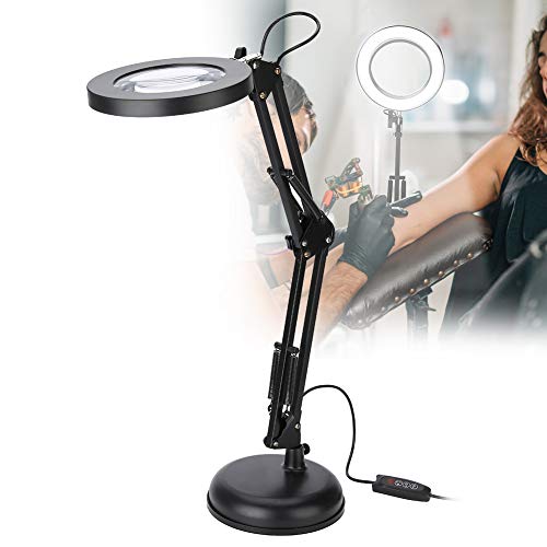 Tafel vergrootlamp, in hoogte verstelbaar, 8 W, 10 versnellingen, helderheidsaanpassing, traploos dimmen, 5 x LED vergrootlamp voor schoonheidssalon voor tatoeage