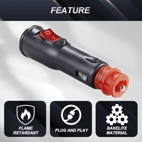 Verpakking van 4 sigarettenaanstekerplug 12V 24V 10A met schakelaar AUX-plug-vervangingsplug voor motor/auto/trekker met 4 zekeringen, schroevendraaier 3