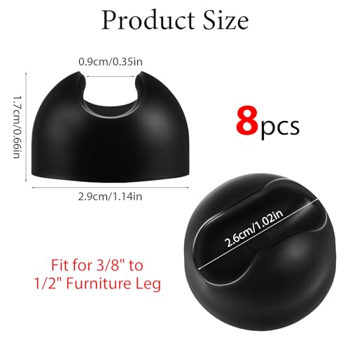Haarspeld Beenbeschermer Voeten, Haarspeld Benen Voetbescherming, Hoes Geschikt voor 10mm Haarspeld Koffie Tafel Benen, Zwarte Stoel Been Caps Gemaakt van Rubber, Meubels Kussens, Vloerbeschermers (Pack van 8)
