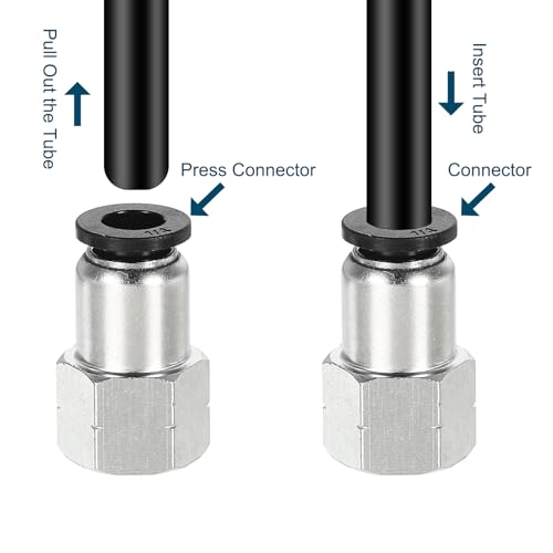 Push to Connect, 2 stuks 6mm OD slang op vrouwelijke draad 1/8 inch NPT vrouwelijke draad Quick Coupling 5