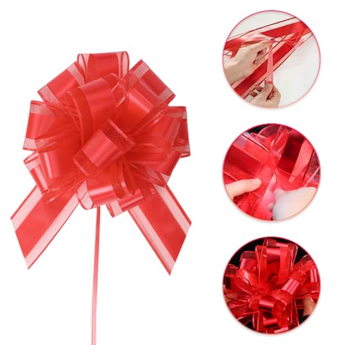8 st Bogen Lint Pull Bows Wrapping Decoratie set gift wrapping Bows for Party Decorations and Cadeauverpakking, Bruiloft Valentijnsdag Verjaardag Bloemen Decoraties (2 Corlors) 5