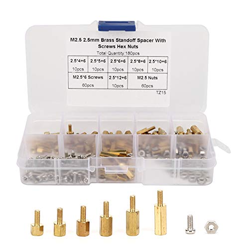 180 st M2/2.5/3 Stand-off Set 1-Way Carbon Steel Nuts Fasteners Assortiment Kits met Box Fasteners voor Electronics Industry(M2.5)
