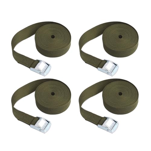 4 stuks spanningsband, verstelbare spanningsband Lasband voor vracht bagage, bestelwagens, vrachtwagens, motorfiets(Army Green) - 3m x 25mm