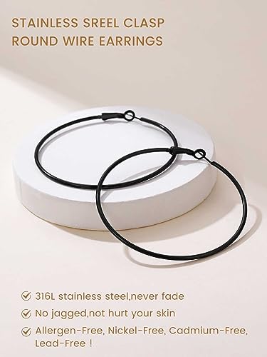 Sieraden Grote ronde hoepel oorbellen voor vrouwen, Roestvrij staal, Grote cirkel Creoolse oorbellen, Verklaring sieraden, Zilver/Goud/Zwart, 30mm-100m m 4