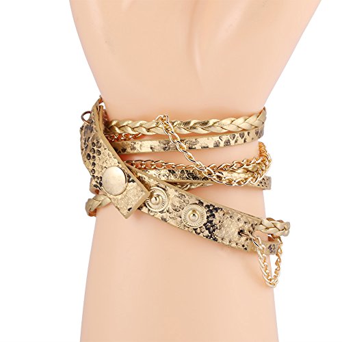 7 kleuren Vlecht Weef armband polshorloge, jurk horloges Quartz Analoge ronde horloge polshorloge voor vrouwen polshorloge tiener meisjes polshorloge(goud)