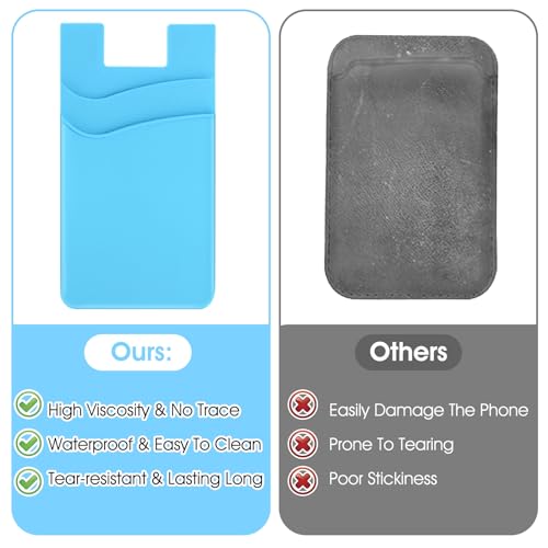 5 Pack kaarthouder voor telefoon geval, Silicone telefoon portemonnee Stick Aan, Sticky Mobile Telefoonportemonnee Lijm Credit Card Case Heavy Duty Double Pocket Sticker voor alle smartphones 4