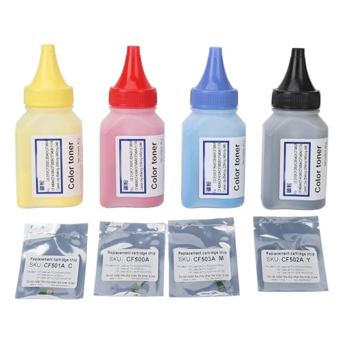 4 Pack Toner Refill Powder met 4 Pieces Chip, voor Inkjet Printer en Foto Machine, voor CF400A CRG045 Printer Onderdelen Accessoires 4