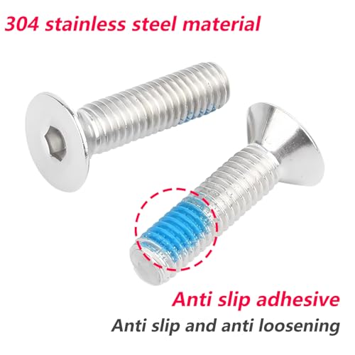 Verpakking van 20 verzonken schroeven M4 x 16 mm met zeshoekige stopcontact standaard DIN 7991, kleine schroefjes met schroefdraad met coating van Threadlock 4