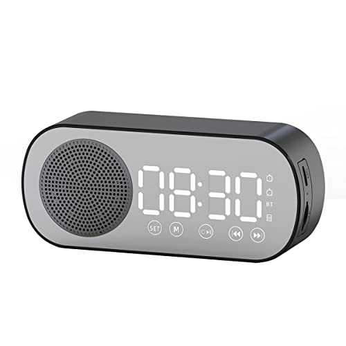 Zee digitale wekker draagbare wekkerradio met BT luidspreker grote LED Screen Radio Morning Klok voor Slaapkamer, Kantoor