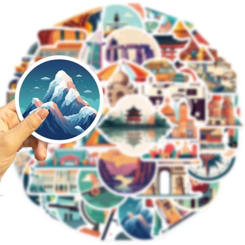 Travel Sticker Set voor tieners Volwassenen 50 stuks Waterdichte Vinyl Stickers Automotor Fiets Skateboard Snowboard Bagage Laptop Koffer Helm Motorfiets Computer