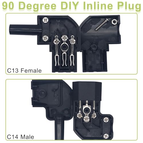 4 stuks IEC320 C13 C14 haakse connector 250V 10A 3-pins vrouwelijk mannelijk inline herbruikbare stekkeradapter, voor PDU-kast elektrische auto LED-verlichting computerbehuizing 5