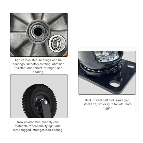 Gate Wheel 8 Inch 600 Lb laadcapaciteit Hoge koolstofstaal en Rubber Gate Roller Caster voor thuis boerderij (GREY)