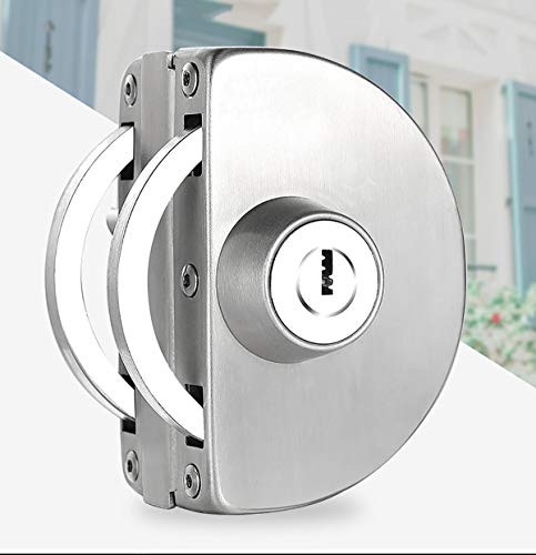 Geen Boring Roestvrij stalen glazen kast slot met sleutel Dubbele glazen deur slot schuifdeur slot glazen deur slot met 3 koperen sleutels voor 10 ~ 12mm dikte Getemperde glazen deur