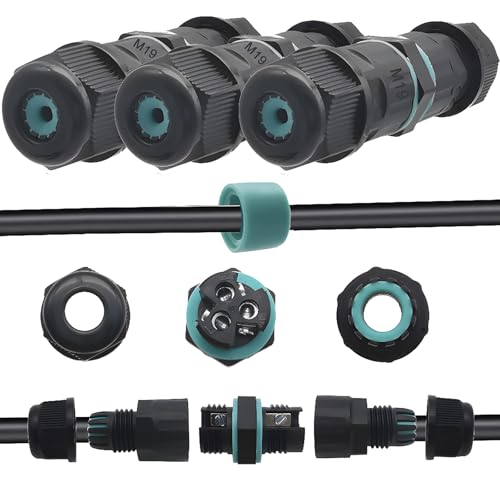 Waterdichte kabelconnectoren IP68 Black Nylon 3-pins 2-pins waterdichte stofdichte UV-bescherming voor kabeldiameter 4-8 mm