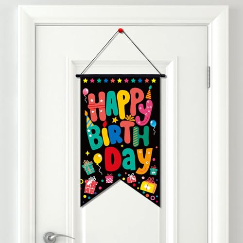 Happy Birthday Sign, Happy Birthday Deur Banner Decoratie Kleurrijke Verjaardagsdeur Porch Teken hangen achtergrond voor binnen en buiten muur decoratie verjaardag partij leveringen