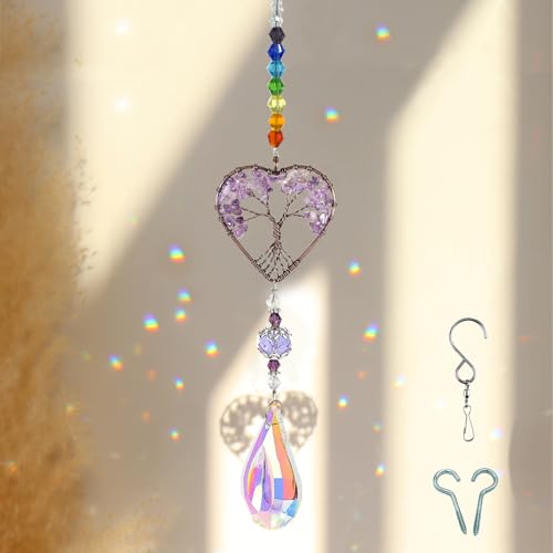 Zonvanger kristal hanger voor gordijnen, mooie bomen van het leven, therapeutische glazen geschenken, amethist van de regenboog fabrikant Sun Catcher voor opknoping tuin ramen
