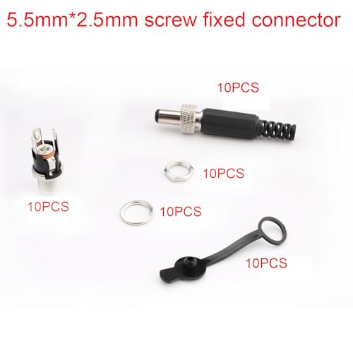 10PCS 5.5 x 2,5mm DC voedingsconnector, 12 volt vat connector, vat jack panel mount, 10PCS vat voeding plug 10PCS Waterdichte dop, voor CCTV Security Camera Adapter