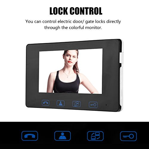 Video Intercom, bekabelde deurbel met 7 Inch Monitor, Nachtzicht Camera, 150° brede hoek, houder ontgrendelen, Two-Way Audio (Black) (EU) 3
