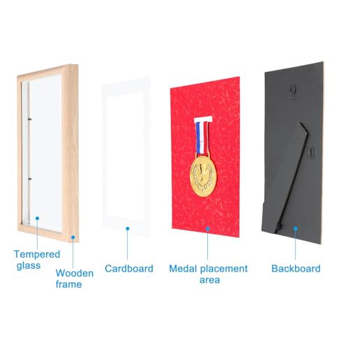 Medaille Display Gevallen Enkele medailleweergave Shade Box Medal Display Frame Houten Display Stand voor Marathon Runners Zwemmen Voetbal Sport 4